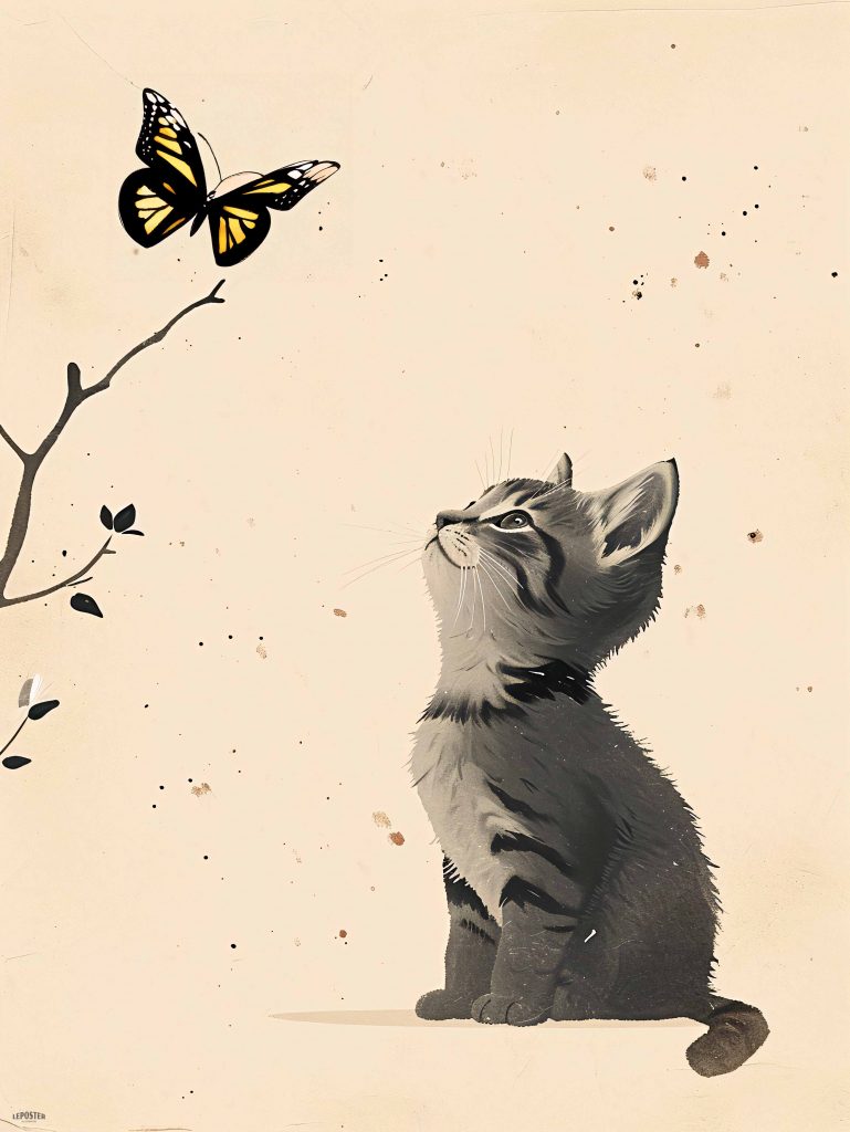 Baby cat and Butterfly – Bébé Chat et Papillon