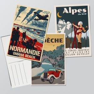Cartes postales illustrées originales pour la revente professionnelle