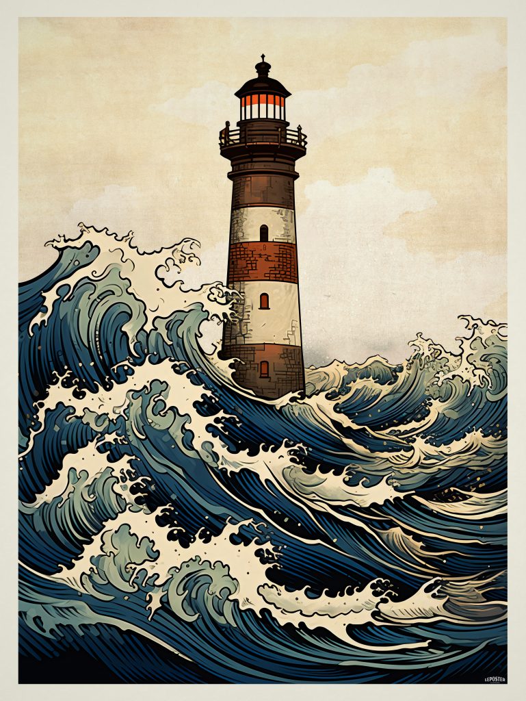 The Great Wave of Lighthouse – Phare Style Hokusai