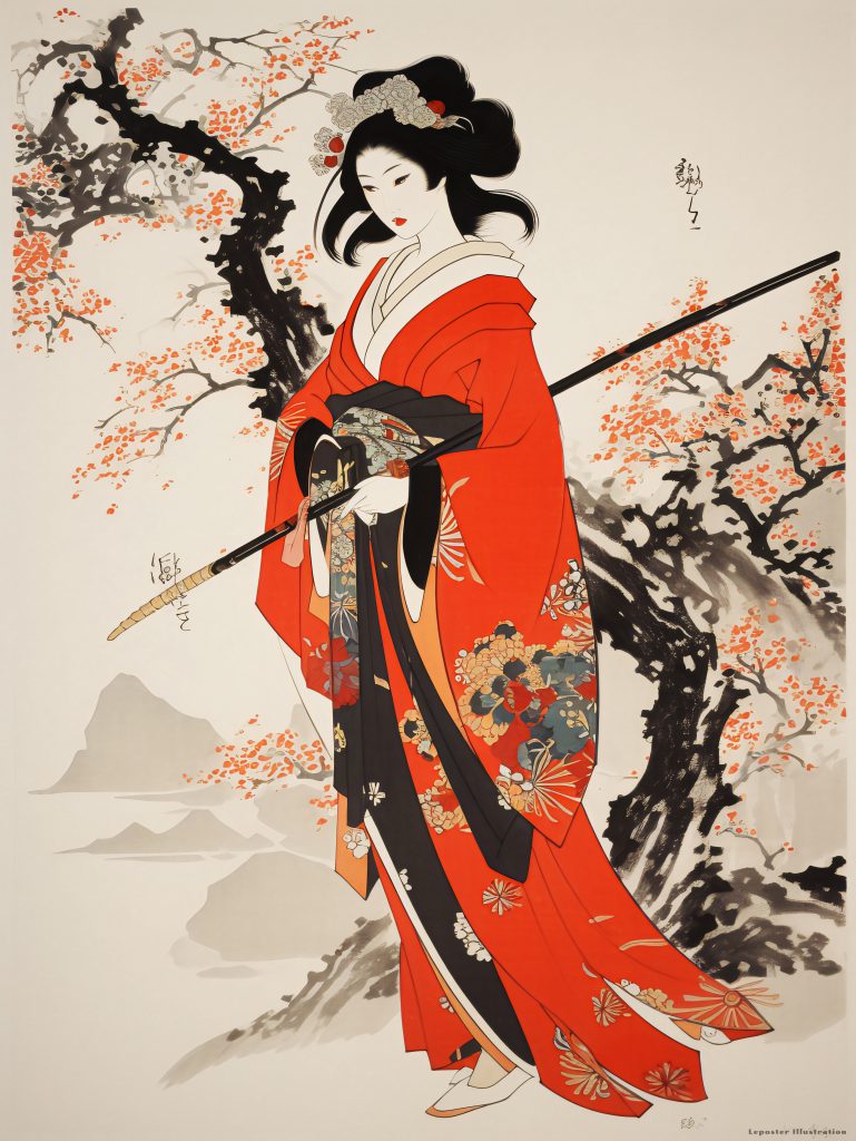 Japanese Warrior Girl – Guerrière Japonaise – Ukiyo-e