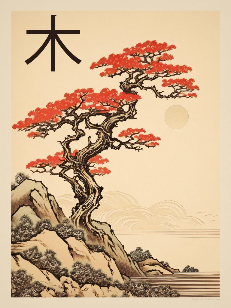 Ukiyo-e de l’Arbre Japonais